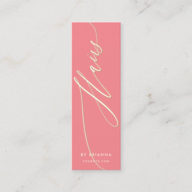 Haair Beauty Salon Haarstylist Gold Script Mini Visitenkarte (Vorderseite)