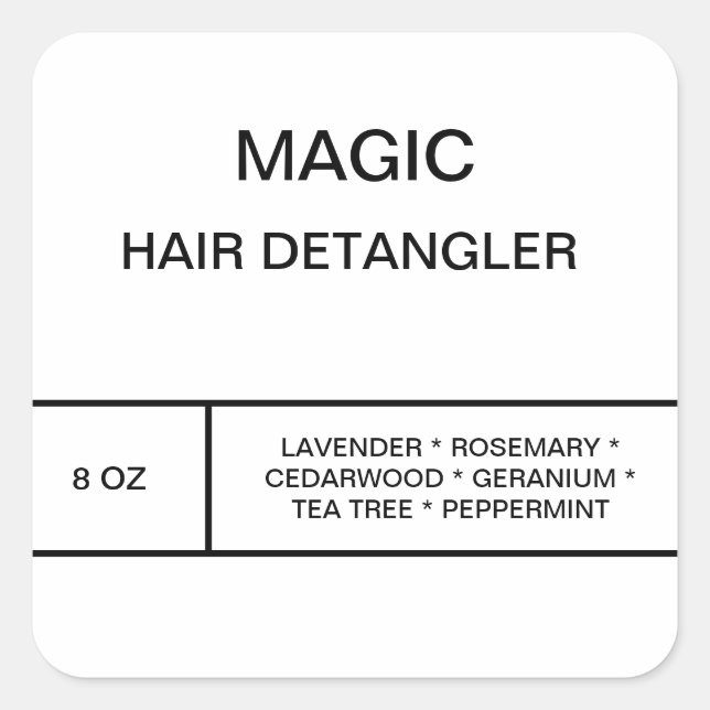 Haair Detangler Label Quadratischer Aufkleber (Vorderseite)