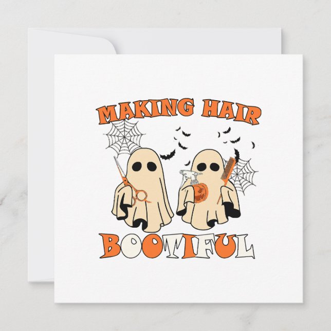 Haair Funny Ghost Friseur Halloween Dankeskarte (Vorderseite)