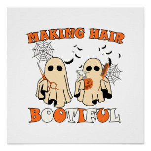 Haair Funny Ghost Friseur Halloween Poster