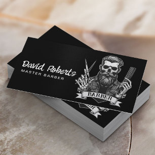 Haair Stylist Barber Skull Barbershop Schlicht Bla Visitenkarte