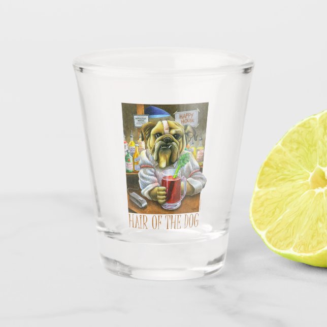Haar des Hundes (Kater-Hilfe) Schnapsglas (Vorderseite)
