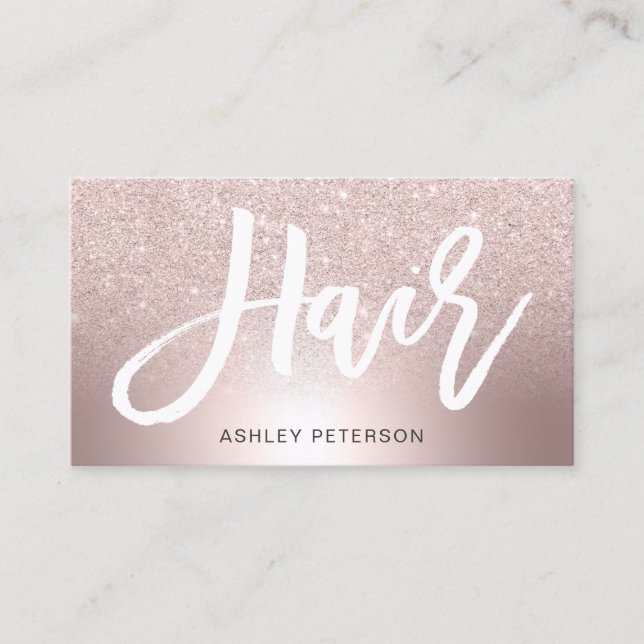 Haar-RosengoldGlitter ombre metallische Folie Visitenkarte (Vorderseite)