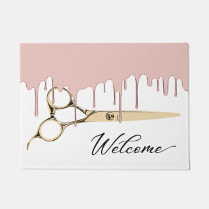 Haar-Salon-Rosen-Goldbratenfett u. Scissor Fußmatte