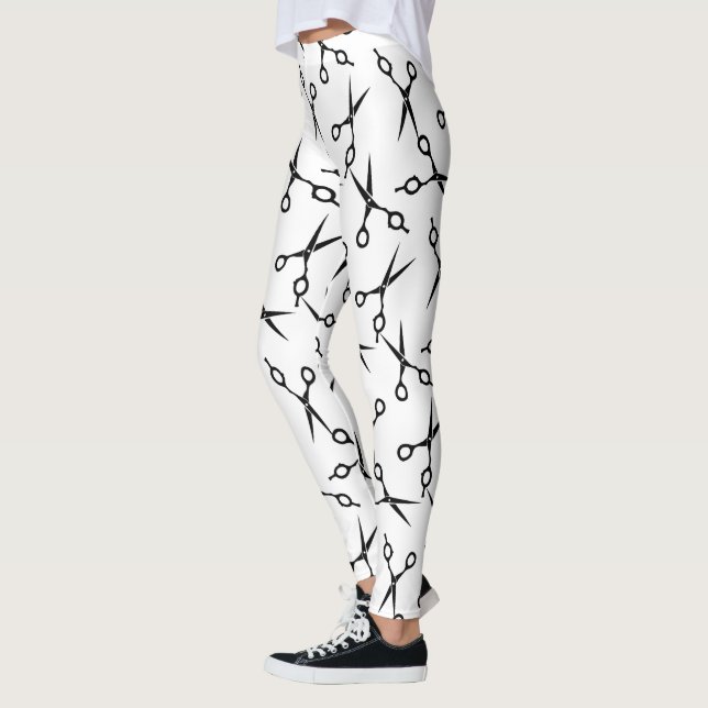 Haar-Stylist-elegantes Schwarzes Scissor Muster Leggings (Links)