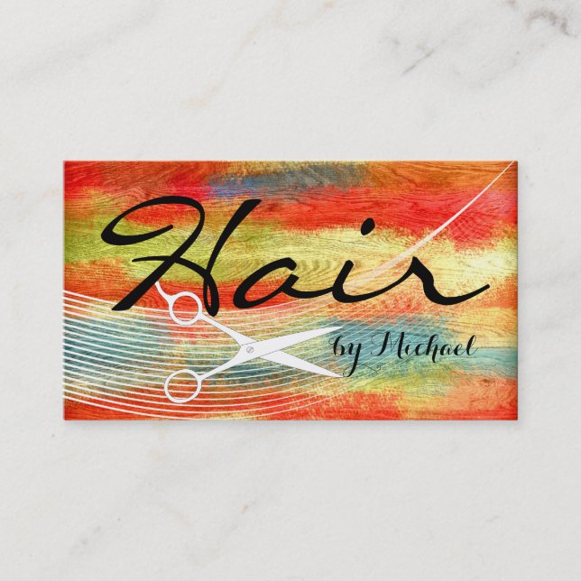 Haar Stylist Ernennung Modernes farbiges Holz #2 Terminkarte (Vorderseite)