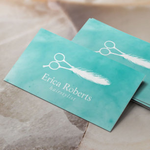 Haar-Stylist-Feder Scissor SalonWatercolor Visitenkarte