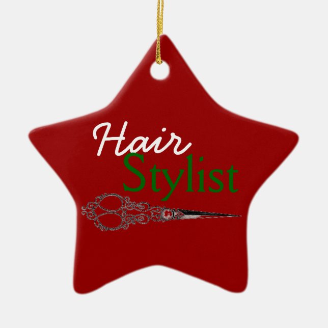 Haar-Stylist-Geschenk-Verzierung Keramikornament (Vorne)