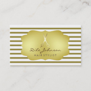 Haar-Stylist-gestreifter GoldImitat-Saal beruflich Visitenkarte