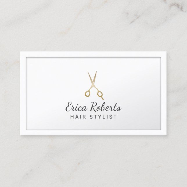 Haar-Stylist-Gold Scissor minimalen Visitenkarte (Vorderseite)