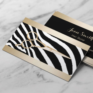 Haar-Stylist-Gold Scissor noble Zebra-Streifen Visitenkarte