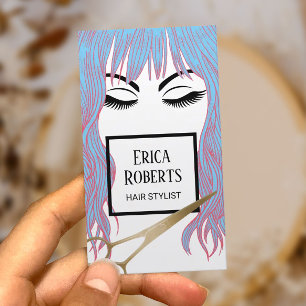 Haar-Stylist-Gold Scissor u. blauer Visitenkarte