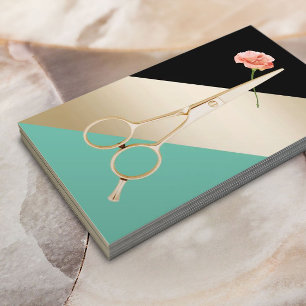 Haar-Stylist  Gold Scissor u. Blumen-moderne Visitenkarte