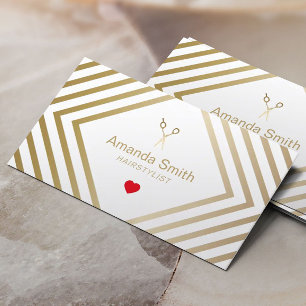 Haar-Stylist-Gold Scissor u. Herz-geometrischer Visitenkarte