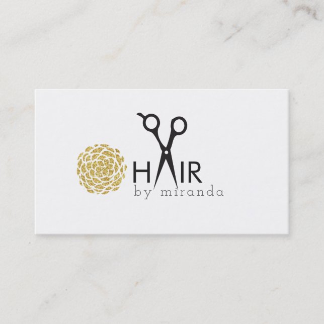 Haar-Stylist-GoldBlume des Chic moderne einfach Visitenkarte (Vorderseite)