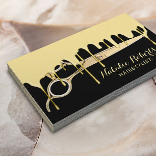 Haar-Stylist-Golddas tropfen golden Scissor Salon Visitenkarte