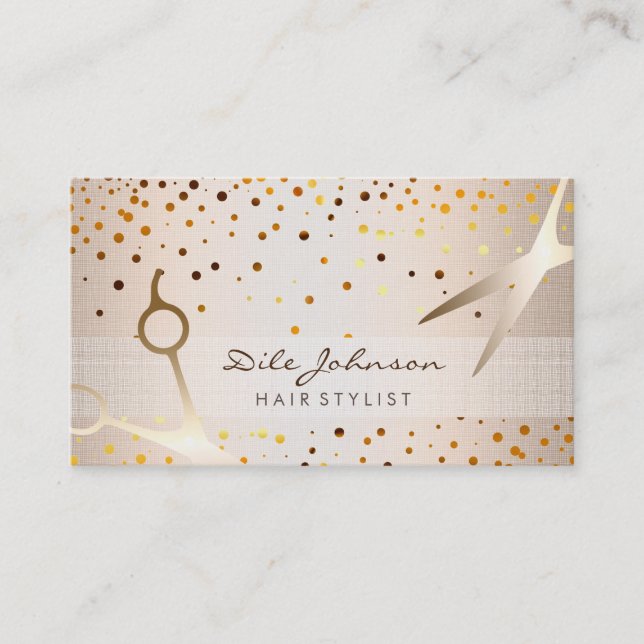 Haar-Stylist-GoldGlitzerconfetti-Saal Visitenkarte (Vorderseite)