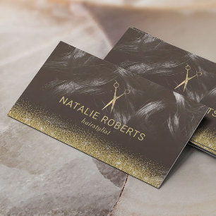 Haar-Stylist-Haar-Salon-Friseur-Gold Scissor Visitenkarte