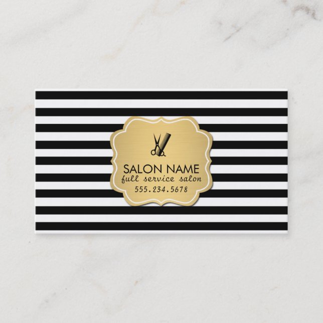 Haar-Stylist Hairstylist-Goldstreifen des Chic Visitenkarte (Vorderseite)