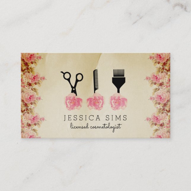 Haar-Stylist Hairstylist-Rosa-Rose des Chic Visitenkarte (Vorderseite)