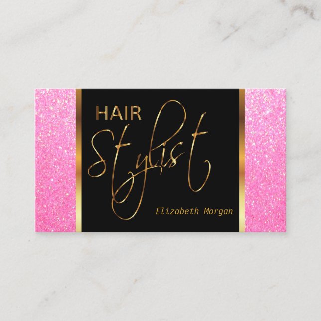 Haar-Stylist in einem weichen rosa Glitzer Visitenkarte (Vorderseite)
