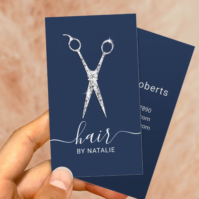 Haar Stylist Luxury Schere Schönheitssalon Navy Bl Visitenkarte (Von Creator hochgeladen)