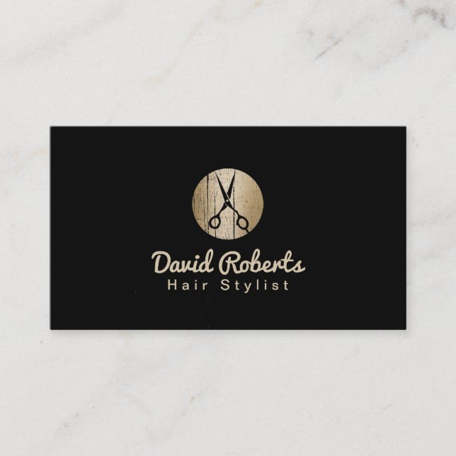 Haar-Stylist-modernes Schwarzes u. Goldhaar-Salon Visitenkarte (Vorderseite)