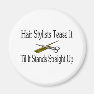 Haar-Stylist necken es, bis es gerade oben steht Magnet