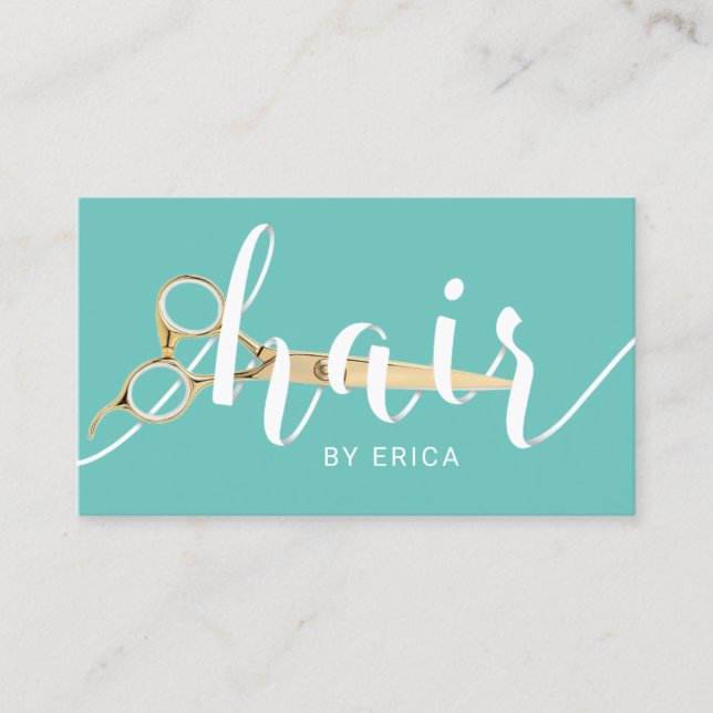 Haar-Stylist-Papier-Typografie-aquamariner Visitenkarte (Vorderseite)