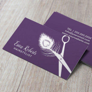 Haar-Stylist-Pfau Scissor lila Schönheits-Salon Visitenkarte