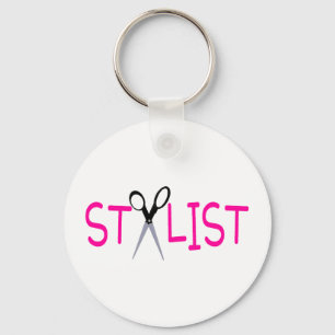 Haar-Stylist-Rosa mit Scheren Schlüsselanhänger