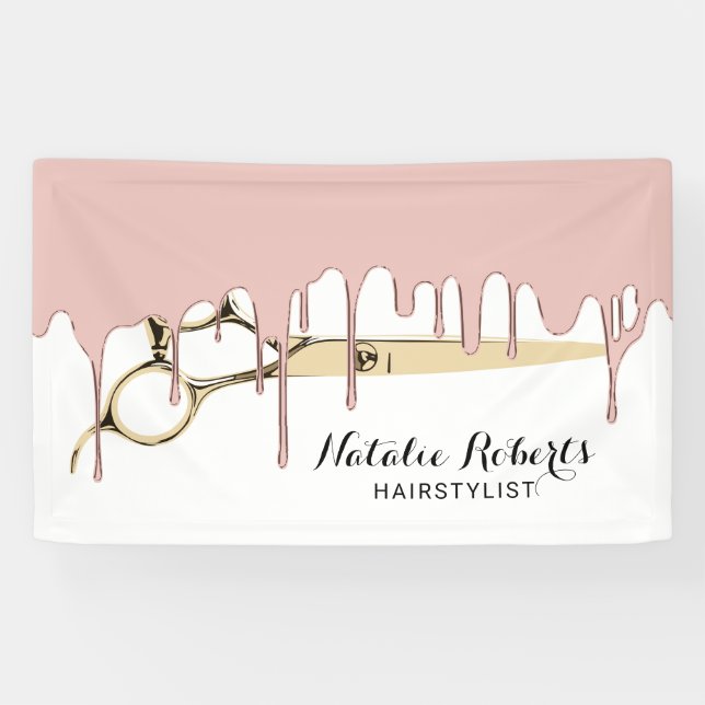 Haar-Stylist-Rosen-Goldbratenfett-Gold Scissor Banner (Horizontal)