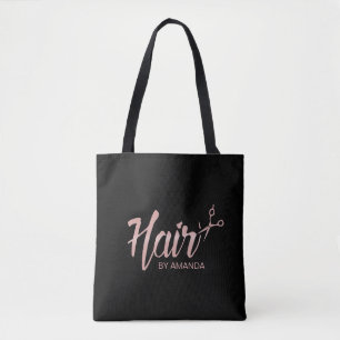 Haar-Stylist-Rosen-Goldskript-Haar-Salon-Schwarzes Tasche