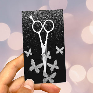 Haar-Stylist-Schmetterlinge u. Scissor silbernen Visitenkarte