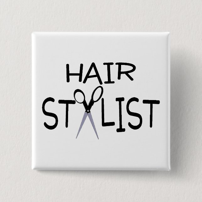 Haar-Stylist-Schwarzes mit Scheren Button (Vorderseite)
