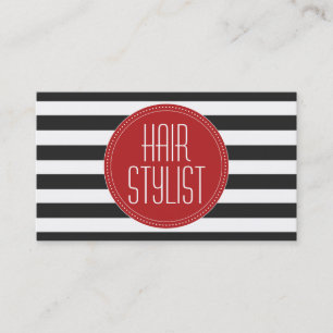 Haar-Stylist-Schwarzweiss-Streifen-Geschäfts-Kart Visitenkarte