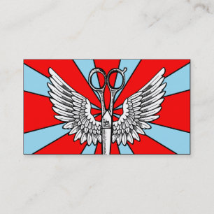 Haar-Stylist scissors Flügeltätowierung retro Visitenkarte