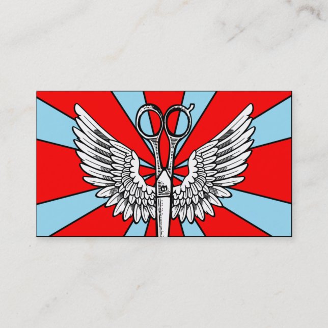 Haar-Stylist scissors Flügeltätowierung retro Visitenkarte (Vorderseite)