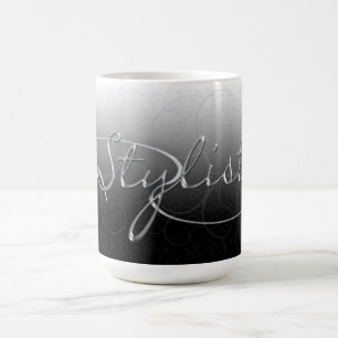 HAAR-STYLIST-TASSE - nobler Wirbel im Grau/im Kaffeetasse
