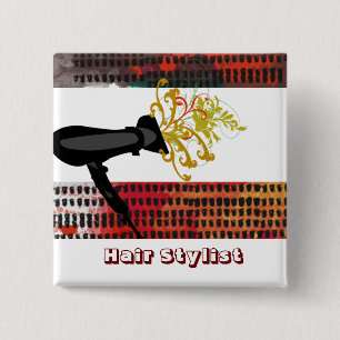 Haar-Stylist-Verabredungs-Salon-Mode mit Blumen Button
