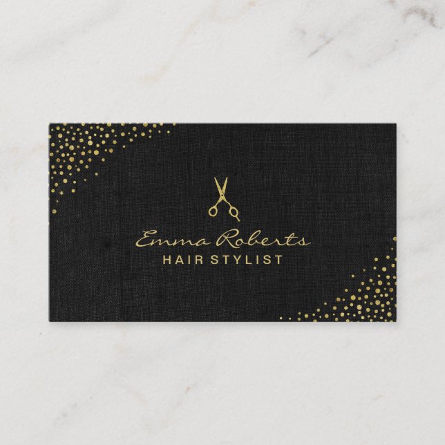 Haar-StylistScissor elegantes dunkles Visitenkarte (Vorderseite)