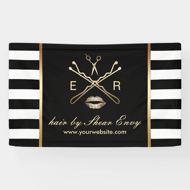 Haar u. Make-upschönheits-Salon-Logo-moderne Banner (Horizontal)