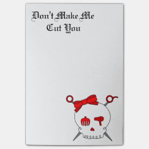 Haar-zusätzlicher Schädel u. Scheren (rot) Post-it Klebezettel