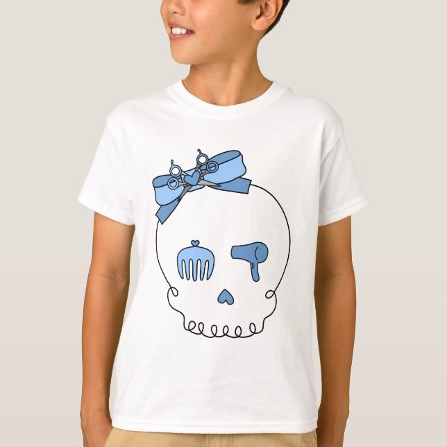 Haaraccessoires-Schädel (Bow-Detail - Blau) T-Shirt (Vorderseite)