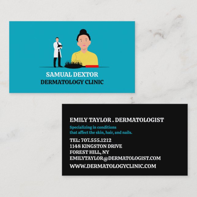 Haarausfall, Dermatologe, Klinik für Dermatologie Visitenkarte (Vorne/Hinten)