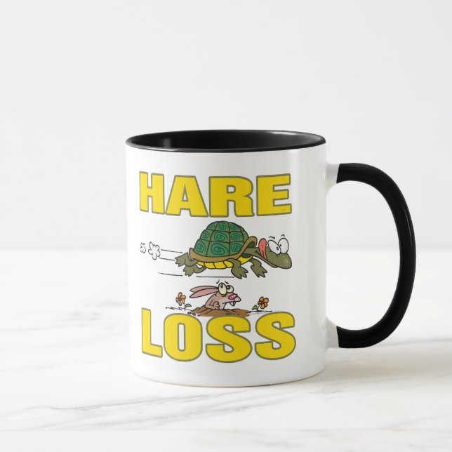 Haarausfall lustige Haarausfall Fabel Cartoon Tasse (Rechts)