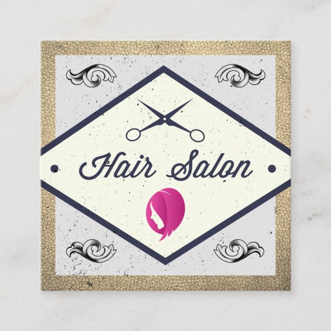 Haarbild | Friseursalon Quadratische Visitenkarte (Vorderseite)