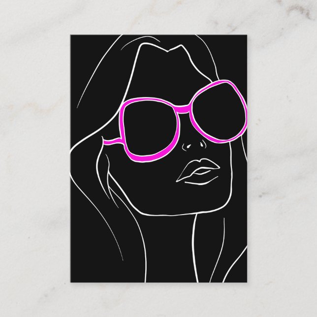 Haare & Beauty Frau Gesicht Pink Sonnenbrille Retr Visitenkarte (Vorderseite)