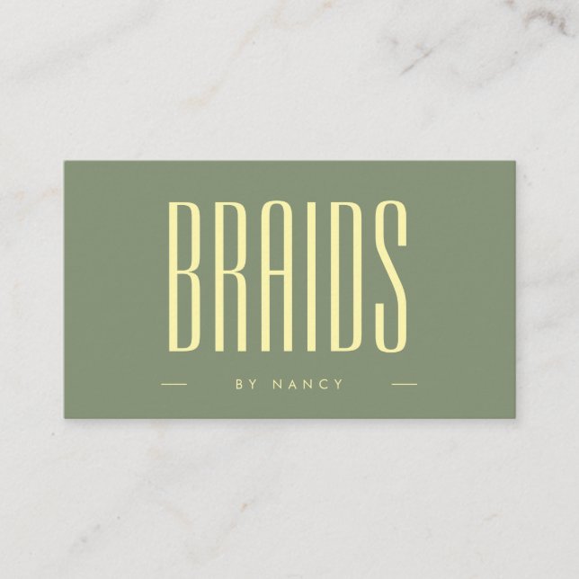 Haare Braiding Sage Green Visitenkarte (Vorderseite)