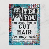 Haare schneiden - Lustige Vintage-Anzeige